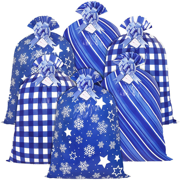 JUMBO 6 Pack Christmas Giant Bags Christmas Storage Gift Bags Plastic Large Gift Bags 44 X 36